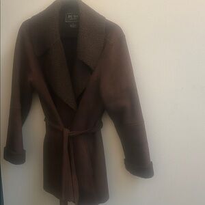 Women's vintage Fuda Brown  Faux Shearling Wrap Coat
